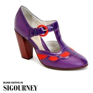 Fluevog Sigourney Purple and Red heels - size 10